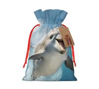 YHBLYKXP Funny Animal Dolphin Drawstring Christmas bag, birthday Thanksgiving, anniversary and party present packaging