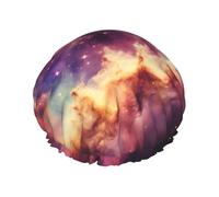 YHBLYKXP galaxy space print Adjustable double-layer shower cap, reusable women's spa salon shower cap