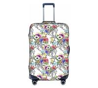 YHBLYKXP Garden Blossoming Wildflowers Birds Leaves Branches print Luggage cover, suitcase protector, elasticated protective sleeve, fits 18-32 inch suitcases, White, S