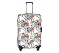 YHBLYKXP Garden Blossoming Wildflowers Birds Leaves Branches print Trolley case protective cover, Fashion Suitcase Protector Fits, hidden zipper, White, M