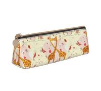 YHBLYKXP Giraffe Heart Flower Butterfly print Triangle leather stationery storage bag, portable makeup bag, daily small item storage