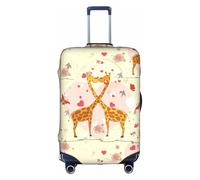 YHBLYKXP Giraffe Heart Flower Butterfly print Trolley case protective cover, Fashion Suitcase Protector Fits, hidden zipper, White, S