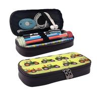 YHBLYKXP Green Fields Farming Machine print Leather Flap Cosmetic Bag, Toiletry Organizer, Zipper Coin Purse, Cosmetic Case, Black, One Size
