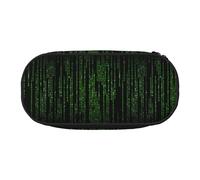 YHBLYKXP Green Number Binary print Oxford cloth pencil case with ordered mesh compartments - a practical choice or travel