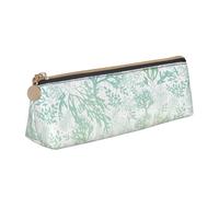 YHBLYKXP Green Sea Blue Seaweed print Triangle leather stationery storage bag, portable makeup bag, daily small item storage