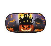 YHBLYKXP Happy-Halloween-Day-Trick-Or-Treat print Oxford cloth pencil case with ordered mesh compartments - a practical choice or travel