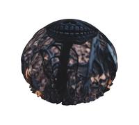 YHBLYKXP Happy Halloween print Adjustable double-layer shower cap, reusable women's spa salon shower cap