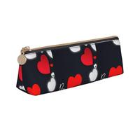 YHBLYKXP Happy Valentine's Day print Triangle leather stationery storage bag, portable makeup bag, daily small item storage
