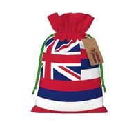 YHBLYKXP Hawaii Flag Drawstring Christmas bag, birthday Thanksgiving, anniversary and party present packaging