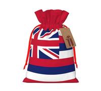 YHBLYKXP Hawaii Flag Drawstring Christmas bag, birthday Thanksgiving, anniversary and party present packaging