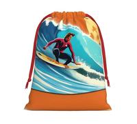 YHBLYKXP Hawaiian Surfer on Wavy print Drawstring present Bag and snack bag velvet bag storage bag, fit for Christmas and Halloween