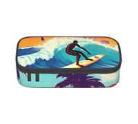 YHBLYKXP Hawaiian Surfer on Wavy print Large Capacity Storage Bag Travel Office Supplies Box, Makeup Bag, Desk Organizer with