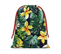 YHBLYKXP Hawaiian Tropical Leaves Flowers Drawstring present Bag and snack bag velvet bag storage bag, fit for Christmas and Halloween