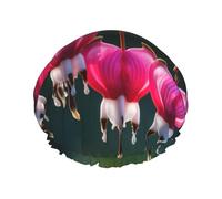YHBLYKXP Heart Shaped Floral Petals print Adjustable double-layer shower cap, reusable women's spa salon shower cap