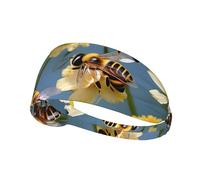 YHBLYKXP Honey Bees Flowers Print Headbands, Fitness Headbands Fashion Hair Accessories, Elastic Sports Hair Bands, Black