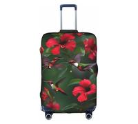 YHBLYKXP Hummingbirds Red Flower Hibiscus print Trolley case protective cover, Fashion Suitcase Protector Fits, hidden zipper, White, XL