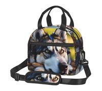 YHBLYKXP Husky Dog pattern print Bag for Lunch Fit for office work picnic travelling insulated lunch bag