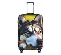 YHBLYKXP Husky Dog pattern print Trolley case protective cover, Fashion Suitcase Protector Fits, hidden zipper, White, L