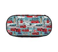 YHBLYKXP I Like London print Oxford cloth pencil case with ordered mesh compartments - a practical choice or travel