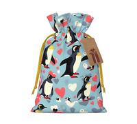YHBLYKXP I Love Penguins Drawstring Christmas bag, birthday Thanksgiving, anniversary and party present packaging
