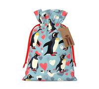 YHBLYKXP I Love Penguins Drawstring Christmas bag, birthday Thanksgiving, anniversary and party present packaging