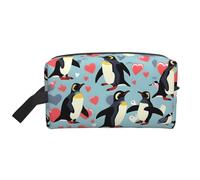 YHBLYKXP I Love Penguins print Large capacity travel grooming storage bag, portable makeup bag, daily storage bag