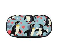 YHBLYKXP I Love Penguins print Oxford cloth pencil case with ordered mesh compartments - a practical choice or travel