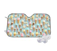 YHBLYKXP ice Cream and Waffle Pattern Printed Car Heat Shield Windshield Sunshade,Sun Shade,Size S,Size M,Universal Sunshade, Small, White