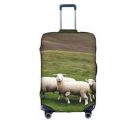 YHBLYKXP Lambs and Sheep print Trolley case protective cover, Fashion Suitcase Protector Fits, hidden zipper, White, S