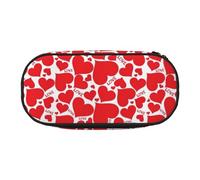 YHBLYKXP Love Heart print Oxford cloth pencil case with ordered mesh compartments - a practical choice or travel