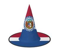 YHBLYKXP Missouri State Flag Adjustable Halloween Witch Hat with Foldable Brim for Costume Party,Carnival, masquerade ball
