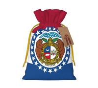 YHBLYKXP Missouri State Flag Drawstring Christmas bag, birthday Thanksgiving, anniversary and party present packaging