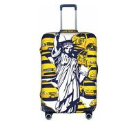 YHBLYKXP New York City print Luggage cover, suitcase protector, elasticated protective sleeve, fits 18-32 inch suitcases, White, L