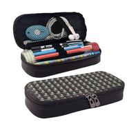 YHBLYKXP Nordic Pirate Ship print Leather Flap Pencil Case,Toiletry Organizer,Zipper Coin Purse, Black