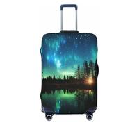 YHBLYKXP Northern Lights Luggage protection cover with zipper to prevent scratches and tears, fit for checked luggage, Black, XL