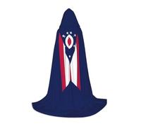 YHBLYKXP Ohio State Flag Hooded Cloak - Extra Large Hooded Cloak, Fit for Makeup Parties, Theme Parties, Daily Wear