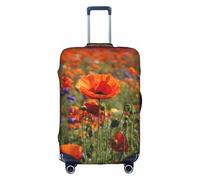 YHBLYKXP poppy flowers print Luggage cover, suitcase protector, elasticated protective sleeve, fits 18-32 inch suitcases, White, XL