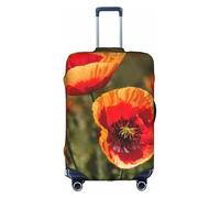 YHBLYKXP poppy flowers print Luggage cover, suitcase protector, elasticated protective sleeve, fits 18-32 inch suitcases, White, L