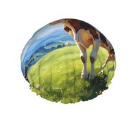 YHBLYKXP Prairie cow print Adjustable double-layer shower cap, reusable women's spa salon shower cap