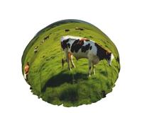 YHBLYKXP Prairie cow print Adjustable double-layer shower cap, reusable women's spa salon shower cap