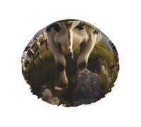 YHBLYKXP Prairie cow print Adjustable double-layer shower cap, reusable women's spa salon shower cap
