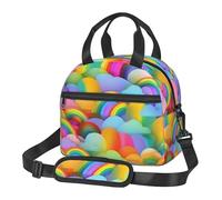 YHBLYKXP Rainbow Hearts pattern print Bag for Lunch Fit for office work picnic travelling insulated lunch bag