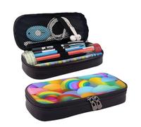 YHBLYKXP Rainbow Hearts pattern print Leather Flap Cosmetic Bag, Toiletry Organizer, Zipper Coin Purse, Cosmetic Case, Black, Black, One Size