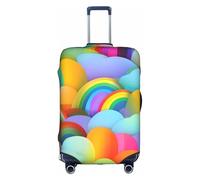YHBLYKXP Rainbow Hearts pattern print Luggage cover, suitcase protector, elasticated protective sleeve, fits 18-32 inch suitcases, White, L