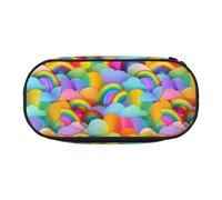 YHBLYKXP Rainbow Hearts pattern print Oxford cloth pencil case with ordered mesh compartments - a practical choice or travel