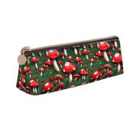 YHBLYKXP Red Cap Mushrooms print Triangle leather stationery storage bag, portable makeup bag, daily small item storage, White, One Size, Lightweight