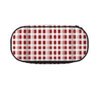 YHBLYKXP Red Checkered White Squares print Oxford cloth pencil case with ordered mesh compartments - a practical choice or travel