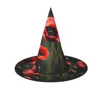 YHBLYKXP Red Poppy Flower Adjustable Halloween Witch Hat with Foldable Brim for Costume Party,Carnival, masquerade ball