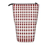 YHBLYKXP Red White Checkered print Vertical retractable pencil case, Storage bag, fit for office travel and daily carrying