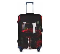 YHBLYKXP Red Wine Rose and Candle print Luggage cover, suitcase protector, elasticated protective sleeve, fits 18-32 inch suitcases, White, M